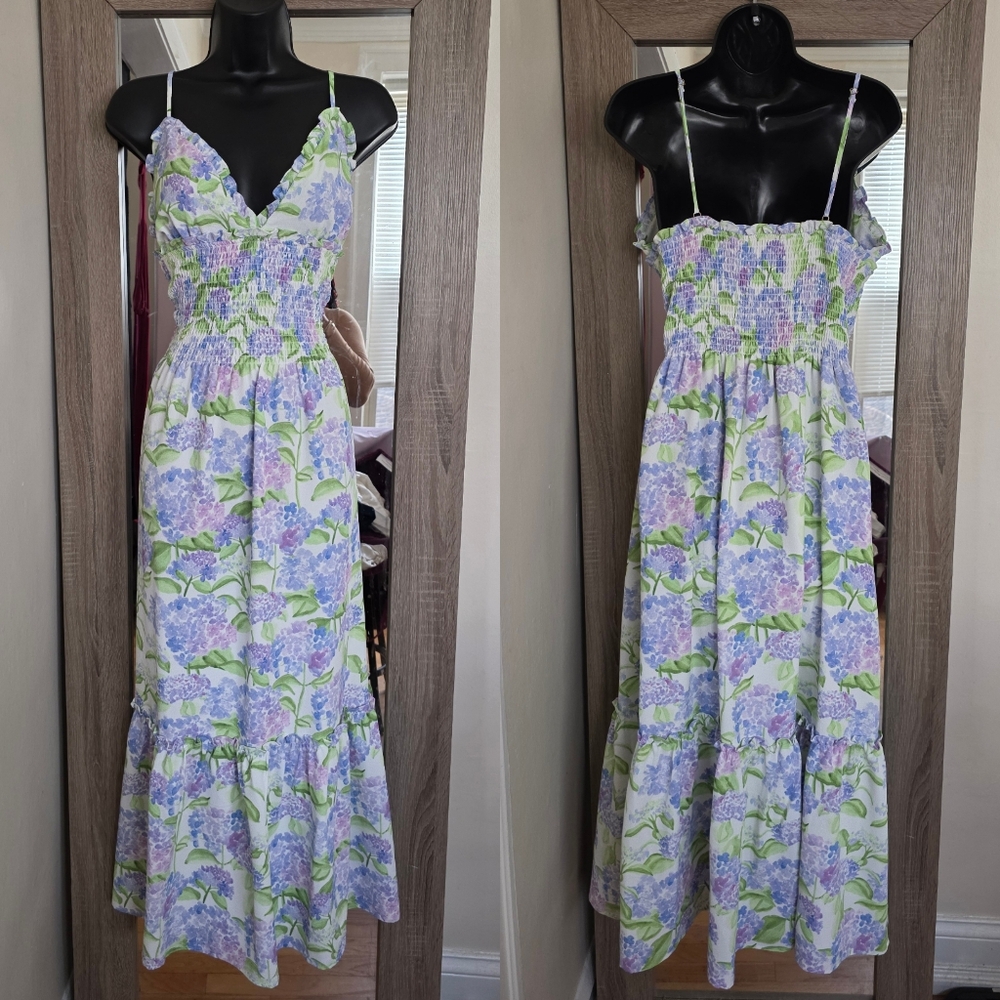 Hill House Lavender & Lime Floral Tiered Maxi Dress - Picture 2 of 2